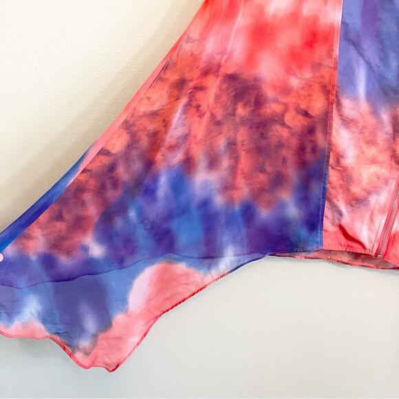 Adore Women's Mock Neck Tie Dye Zip Up Flowy Sleeveless Blouse Size Large - Picture 5 of 11